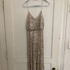 Lulus Broadway Silver Sequin Sleeveless Maxi Dress